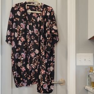 Maurices Black and Pink Floral Cardigan
